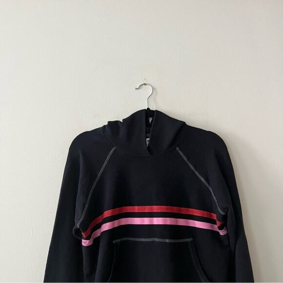 Sundry Black Striped Hooded Sweatshirt - Picture 2 of 6